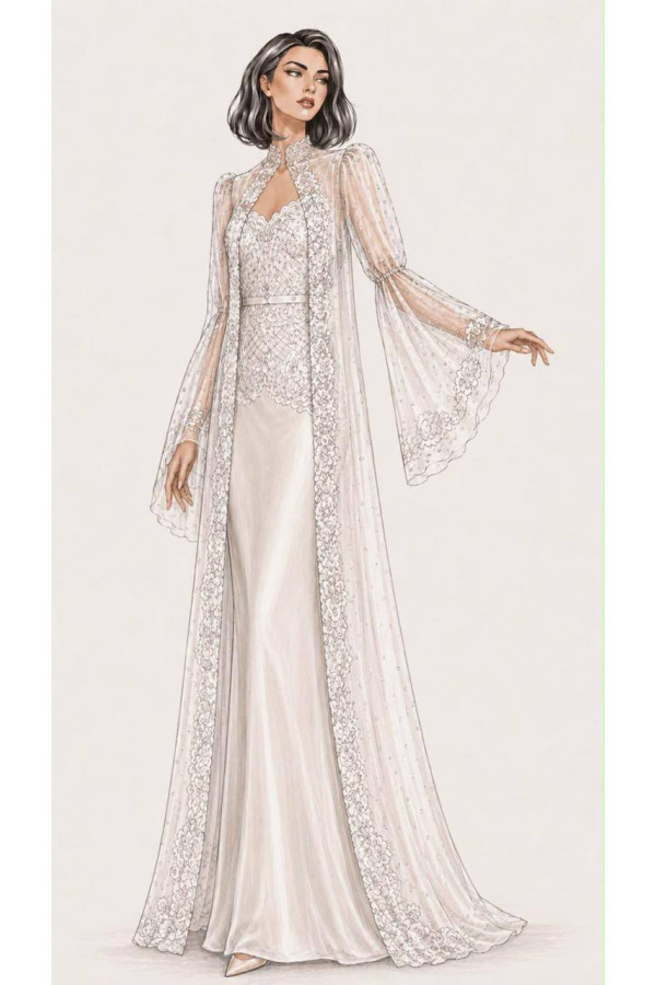  Custom Set of Lace robe and Silk nightgown
