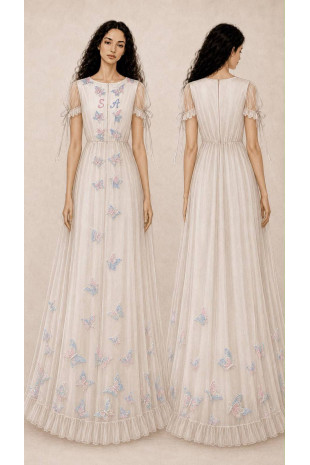 Silk dress with butterflies